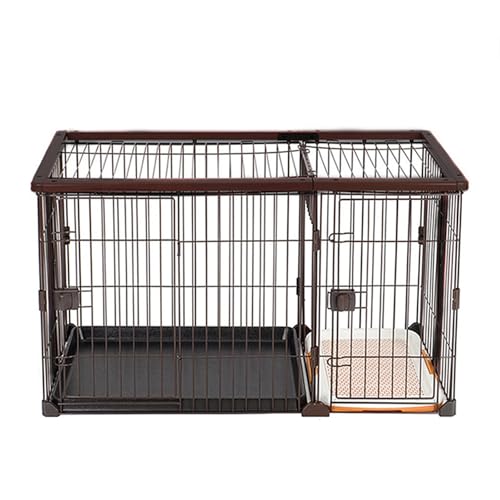 Hundebox mit separater Toilette, Möbel-Hundebox, einfache Schaltclips, einfach zu bedienen, einfach zu montieren, geeignet for mittelgroße und große Hunde(Black - Small - Uncovered) von XKEDNMF
