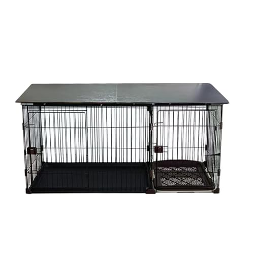 Hundebox mit separater Toilette, Möbel-Hundebox, einfache Schaltclips, einfach zu bedienen, einfach zu montieren, geeignet for mittelgroße und große Hunde(Black - Small - With Lid) von XKEDNMF
