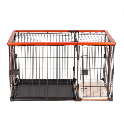 Hundebox mit separater Toilette, Möbel-Hundebox, einfache Schaltclips, einfach zu bedienen, einfach zu montieren, geeignet for mittelgroße und große Hunde(Brown - Small - Uncovered) von XKEDNMF