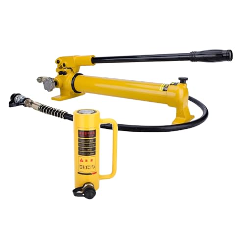 Hydraulischer Zylinderheber, Heber mit Handpumpe, Heber mit automatischem Rückzug, 150 mm/6 Zoll Hub, Stahl und andere Industrien(10T jack+CP-700 hand pump) von XKEDNMF