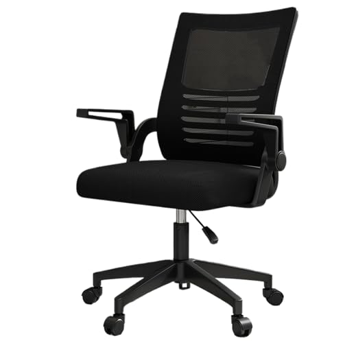 Konferenzstuhl, C-Bogen-Engineering-Stuhllehne, 90 ° klappbare Armlehnen, Höhenverstellbar, Geeignet for Zuhause, Büro(Black) von XKEDNMF