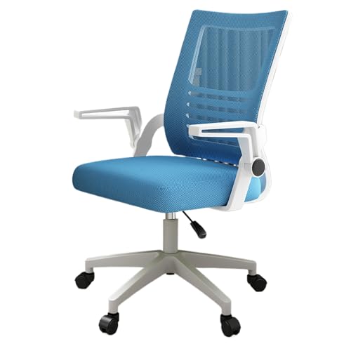 Konferenzstuhl, C-Bogen-Engineering-Stuhllehne, 90 ° klappbare Armlehnen, Höhenverstellbar, Geeignet for Zuhause, Büro(White blue) von XKEDNMF