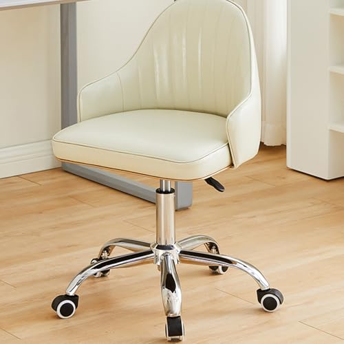 Kosmetikstuhl aus PU-Leder, bequemer Gaming-Drehstuhl mit Armlehnen und Rädern, geeignet for Büro, Zuhause, Geschäft(Beige) von XKEDNMF