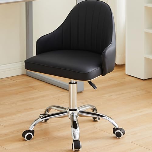 Kosmetikstuhl aus PU-Leder, bequemer Gaming-Drehstuhl mit Armlehnen und Rädern, geeignet for Büro, Zuhause, Geschäft(Black) von XKEDNMF