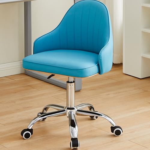 Kosmetikstuhl aus PU-Leder, bequemer Gaming-Drehstuhl mit Armlehnen und Rädern, geeignet for Büro, Zuhause, Geschäft(Blue) von XKEDNMF