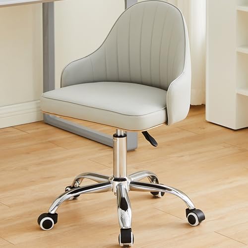 Kosmetikstuhl aus PU-Leder, bequemer Gaming-Drehstuhl mit Armlehnen und Rädern, geeignet for Büro, Zuhause, Geschäft(Gray) von XKEDNMF