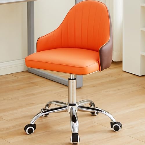 Kosmetikstuhl aus PU-Leder, bequemer Gaming-Drehstuhl mit Armlehnen und Rädern, geeignet for Büro, Zuhause, Geschäft(Orange) von XKEDNMF