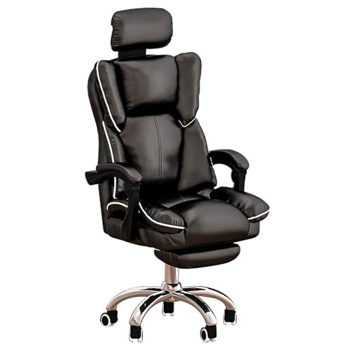 Luxuriöser Bürostuhl mit Rollen, breiter Computerstuhl mit Fußstütze und Armlehnen, for Büro, Schlafzimmer, Wohnzimmer(Black) von XKEDNMF