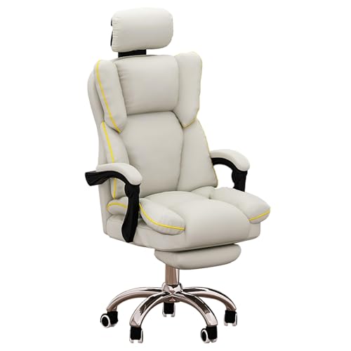Luxuriöser Bürostuhl mit Rollen, breiter Computerstuhl mit Fußstütze und Armlehnen, for Büro, Schlafzimmer, Wohnzimmer(Gray) von XKEDNMF