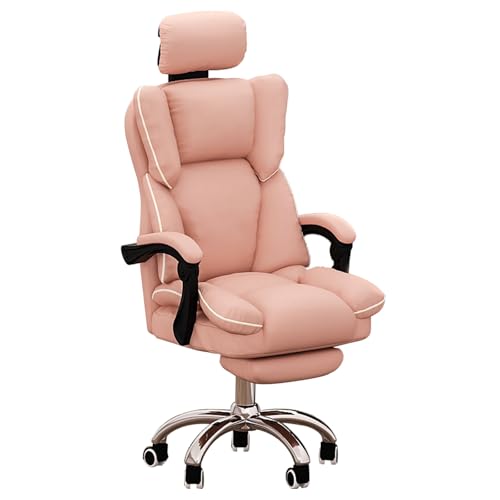 Luxuriöser Bürostuhl mit Rollen, breiter Computerstuhl mit Fußstütze und Armlehnen, for Büro, Schlafzimmer, Wohnzimmer(Pink) von XKEDNMF