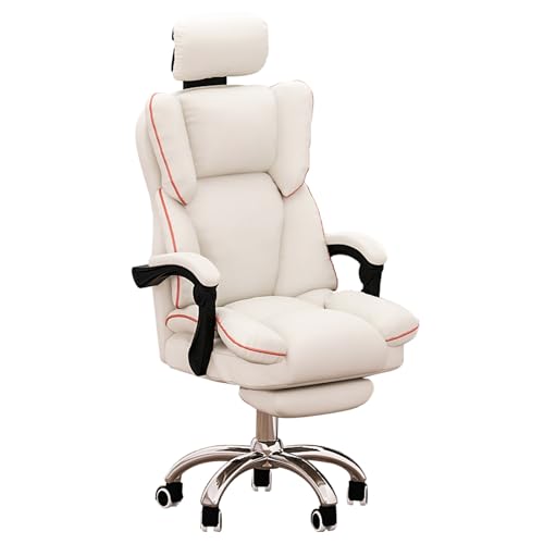 Luxuriöser Bürostuhl mit Rollen, breiter Computerstuhl mit Fußstütze und Armlehnen, for Büro, Schlafzimmer, Wohnzimmer(White) von XKEDNMF