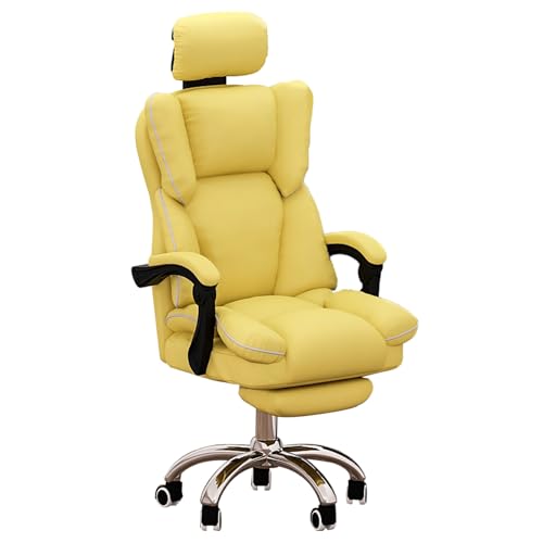 Luxuriöser Bürostuhl mit Rollen, breiter Computerstuhl mit Fußstütze und Armlehnen, for Büro, Schlafzimmer, Wohnzimmer(Yellow) von XKEDNMF