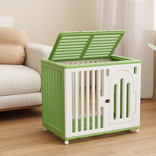 Möbel-Hundekiste, multifunktionale Hundekiste mit Universalrädern, kann um 360 ° gedreht werden, mit Tablett und bequemer Haustiermatte(Green,M) von XKEDNMF