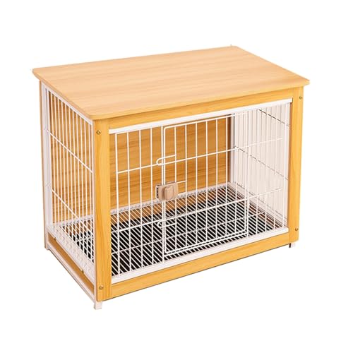 Möbel-Hundekiste mit Universalrädern, verdickter Kohlenstoffstahldraht, starke Tragfähigkeit, geeignet for Innenzwinger(Log-S-with-wheels) von XKEDNMF