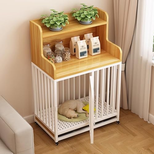 Multifunktionale Hundebox-Möbel, Hundebox mit Tablett, Doppelregale, erhöht und verstärkt, geeignet for mittelgroße und große Hunde(White,70cm/27.6in) von XKEDNMF