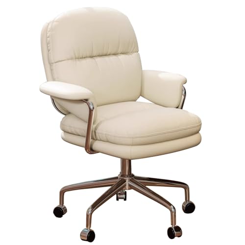 Rollbarer Schreibtischstuhl fürs Schlafzimmer, verdickter gepolsterter Kosmetikstuhl, moderner dekorativer Stuhl, höhenverstellbar, einfach zu montieren(Beige) von XKEDNMF