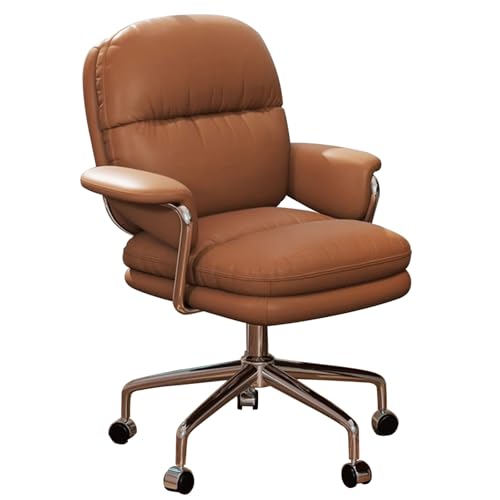 Rollbarer Schreibtischstuhl fürs Schlafzimmer, verdickter gepolsterter Kosmetikstuhl, moderner dekorativer Stuhl, höhenverstellbar, einfach zu montieren(Brown) von XKEDNMF