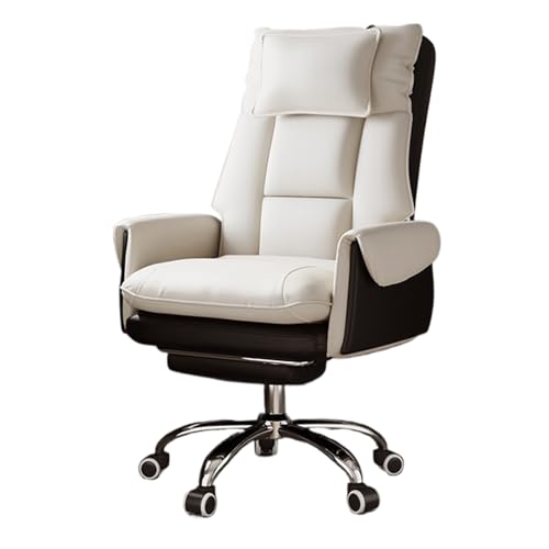 Schreibtischstuhl for das Wohnzimmer, Bürostuhl mit Rückenlehne und verstellbarer Rückenlehne, beweglicher Hebesitz, unabhängiges Kopfstützendesign(White-black) von XKEDNMF