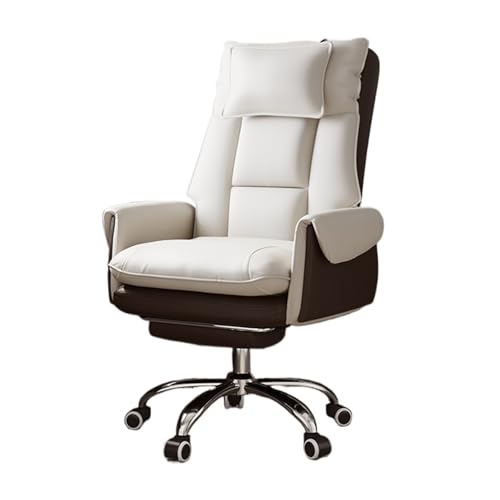 Schreibtischstuhl for das Wohnzimmer, Bürostuhl mit Rückenlehne und verstellbarer Rückenlehne, beweglicher Hebesitz, unabhängiges Kopfstützendesign(White-brown) von XKEDNMF