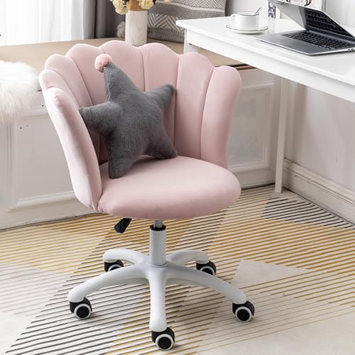 Verstellbarer Bürodrehstuhl, Blütenblatt-Computerstuhl, Hebe- und Drehstuhl, Kissen + Reiniger senden, geeignet for Büro, Wohnzimmer(Light pink) von XKEDNMF