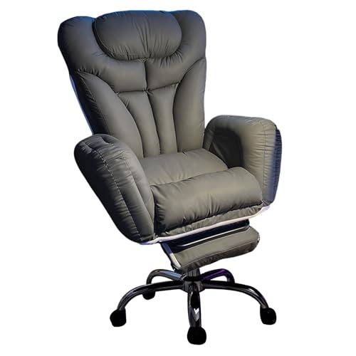 Verstellbarer Freizeit-Rückenlehnenstuhl, Ergonomischer Bürostuhl, Rückenlehne Dreifach Verstellbar, Mit Fußstütze, Geeignet for Schlafzimmer, Büros(Dark grey) von XKEDNMF