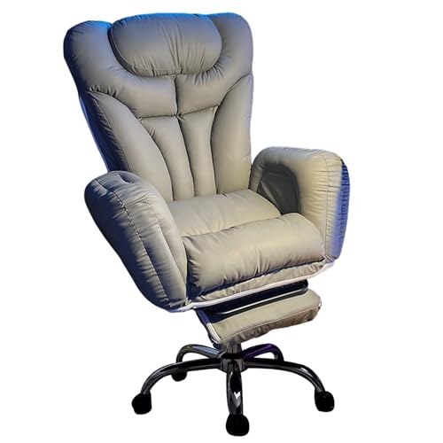 Verstellbarer Freizeit-Rückenlehnenstuhl, Ergonomischer Bürostuhl, Rückenlehne Dreifach Verstellbar, Mit Fußstütze, Geeignet for Schlafzimmer, Büros(Light grey) von XKEDNMF