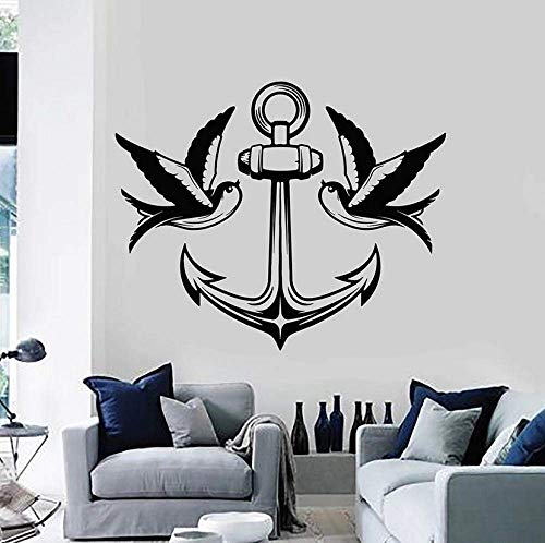 Wandaufkleber Wandtattoo Vögel Schwalbe Anker Meer Nautisch Marine Stil Wohnzimmer Schlafzimmer Badezimmer Wohnkultur Vinyl Aufkleber Wandbild 42x51cm von XKIOA