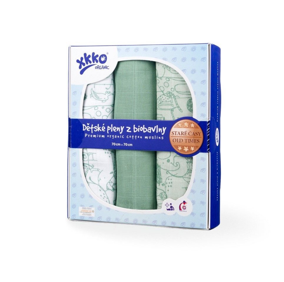 XKKO Spucktuch 3er Set Baby Mullwindeln Safari 70x70 cm, (3-tlg) von XKKO