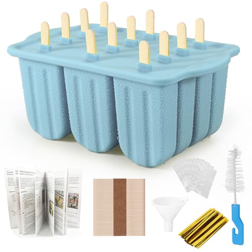 XKMiess Silikon-Formen für Eis am Stiel, Eiscreme-Form-Set, hausgemachtes Kleinkind-Eis am Stiel, für Kinder, Para Paletas De Helado Kulfi, BPA-frei, mit 50 Stäbchen, 50 Beuteln, 50 Drahtbindern von XKMiess