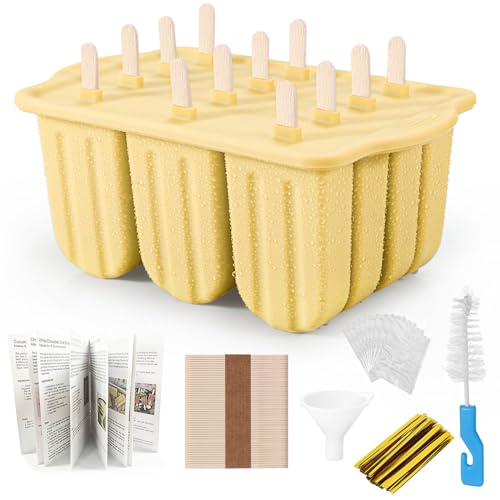 XKMiess Silikon-Formen für Eis am Stiel, Eiscreme-Form-Set, hausgemachtes Kleinkind-Eis am Stiel, für Kinder, Para Paletas De Helado Kulfi, BPA-frei, mit 50 Stäbchen, 50 Beuteln, 50 Drahtbindern von XKMiess