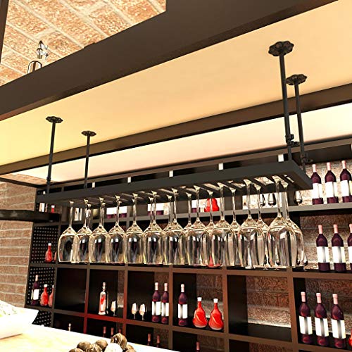XKNANXCA Bar-Weinregal, hängendes Kelchregal, kreative Dekoration, Weinglashalter, KTV-Becherhalter, Weinglas-Ausstellungsständer, Kunst aus Eisen (Farbe: Schwarz, Größe: 120 x 35 cm) von XKNANXCA