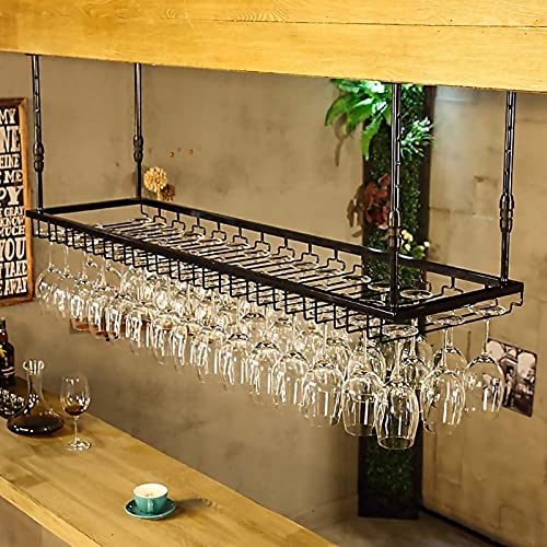 XKNANXCA Hängendes Weinglasregal – höhenverstellbare Stielgläserregale aus Eisen, rustikale Glasbecherregale mit großem Fassungsvermögen, Weinlagerregale für Küche/Bar/Restaurant (Farbe: Sc von XKNANXCA