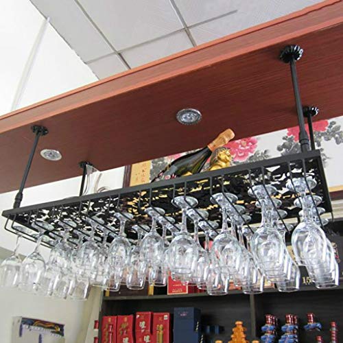 XKNANXCA Weinregal, hängendes Weinflaschenregal, Weinglas-Aufhänger, Bar, Restaurant, Ausstellungsständer, Lagerregal, umgedreht, Retro-Becherhalter aus Eisenkunst (Größe: 150 x 35 cm) von XKNANXCA