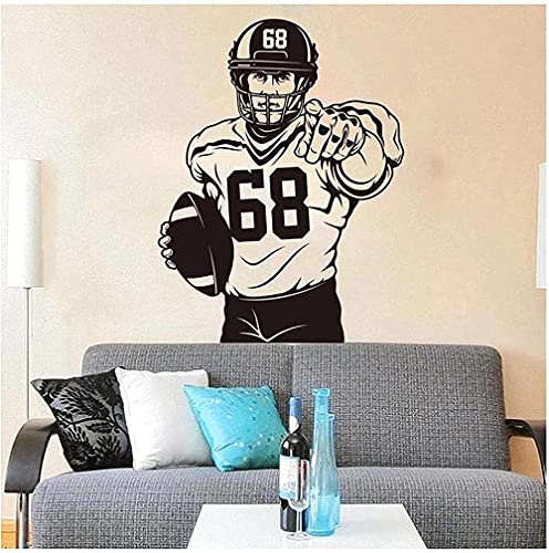 Digital American Football Player Wandaufkleber Kindergarten Schlafzimmer Sport Fußball Rugby Wandtattoo 74 X 56 Cm von XKSHUO