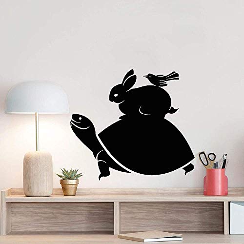 Tier Wandtattoos Kinderzimmer Natürliche Dekoration Schildkröte Und Kaninchen Vogel Wandaufkleber Vinyl Wandbild Schlafzimmer Dekoration Tapete Kunst 64X57Cm von XKSHUO