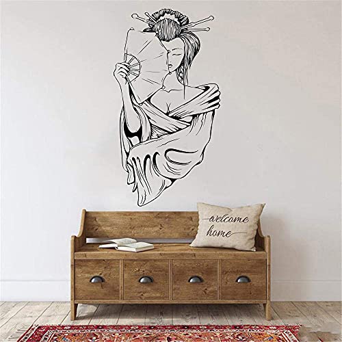 Wandtattoo Schönheitssalon Geisha Girl Vinyl Aufkleber Poster Japanischen Stil Kunst Portrait Schlafzimmer Wohnzimmer Dekoration Hause 42X91Cm von XKSHUO