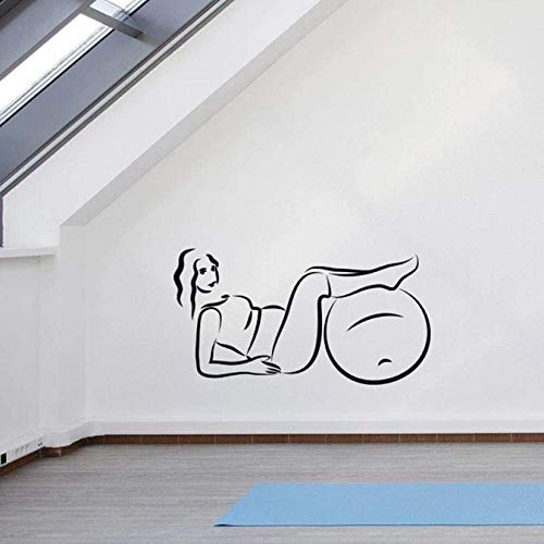 Wandtattoo Schwangere Frauen Übung Mit Yoga Ball Sport Vinyl Fensterglas Aufkleber Yoga Zimmer Interieur Dekorative Kunst Wandbild 42X78 Cm von XKSHUO