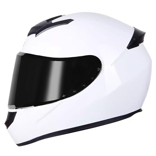 Antibeschlag-Integralhelm for Motorräder, leichtes ABS-Material, universelles Modell, Sicherheitsschutz, geeignet for Motorrad- und Elektrofahrzeug-Schutzhelme(White,XXL) von XKSJCDR