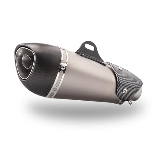 Auspuffrohr aus Kohlefaser, Auspuffresonator, zerstörungsfreie Installation, hohe Temperatur- und Korrosionsbeständigkeit, for die Heckpartie von Motorrädern(Silver) von XKSJCDR