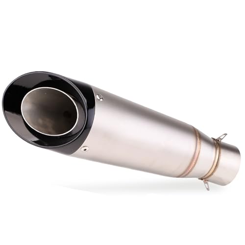 Auspuffrohr for Motorrad-Tuning,Auspuffanlagen-Kit,51 mm/2 Zoll Bohrung,abnehmbarer Schalldämpfer,fischschuppengeschweißtes Design,schräges Anschlussdesign(Silver) von XKSJCDR