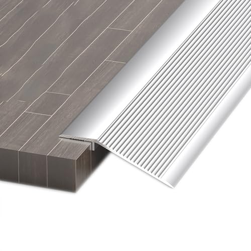 Bodenübergangsleiste,Aluminiumlegierung,geeignet for 0,8–3,5 cm Höhenunterschied,Holzboden zu Fliesen/Schwellenwert/Laminatboden,mehrere Farben erhältlich(Silver,10cm) von XKSJCDR