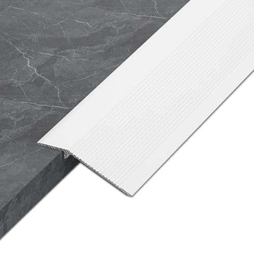 Bodenübergangsleiste,Schwellenleiste,verdickte Aluminiumlegierung,großer/kleiner Höhenunterschied,geeignet for Holzböden und Fliesen und andere unebene Böden(White,10cm) von XKSJCDR
