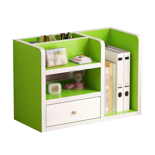 Bücherregal aus Massivholz for den Schreibtisch, verdickter mehrschichtiger Gitter-Lagerschrank, kompaktes Schreibtischregal, geeignet for Büro/Arbeitszimmer(Green,40cm) von XKSJCDR