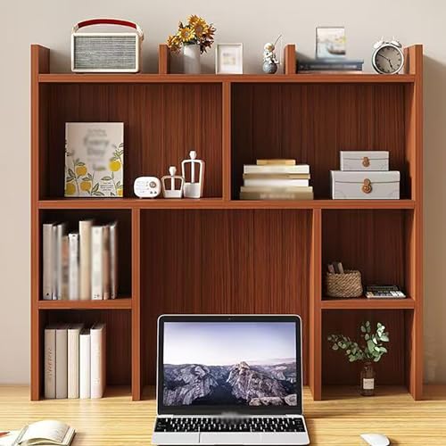 Desktop-Bücherregal mit Aufbewahrungs- und Anzeigefunktion,freistehendes Computer-Schreibtisch-Bücherregal,geeignet for die Desktop-Aufbewahrung im Home-Office(Brown) von XKSJCDR