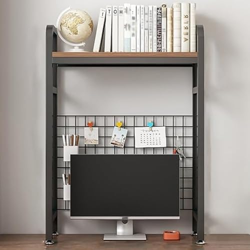 Einschichtiges Schreibtisch-Bücherregal,Büro-Bücherregal,kann einen Computermonitor platzieren,mit Gitterplatte und rutschfester Matte,geeignet for Büro,Zuhause(Black) von XKSJCDR