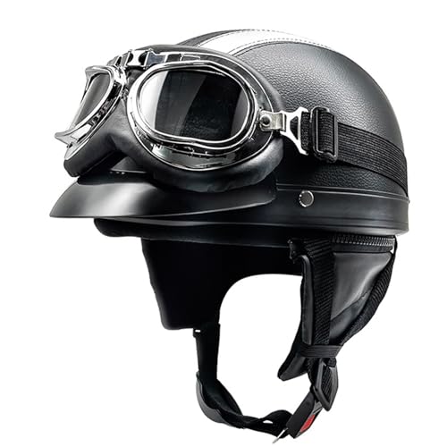 Halbhelm aus Leder, Fahrradhelm, Fahrradhelm, Sicherheitsschutz, geeignet for den Weg zur Arbeit oder zur Schule mit dem Elektrofahrrad oder Fahrrad(White) von XKSJCDR