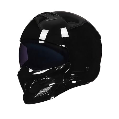 Integralhelm, Reitausrüstung, Doppelspiegeldesign, bietet Fahrsicherheit und Schutz, kratzfest und verschleißfest, geeignet for Motorräder(Black,XL) von XKSJCDR