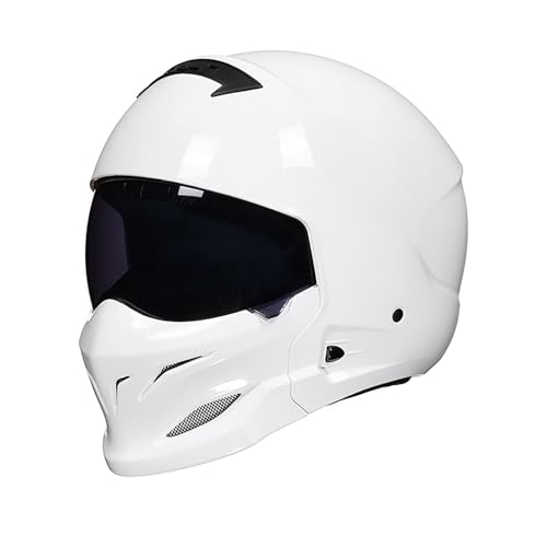 Integralhelm, Reitausrüstung, Doppelspiegeldesign, bietet Fahrsicherheit und Schutz, kratzfest und verschleißfest, geeignet for Motorräder(White,M) von XKSJCDR