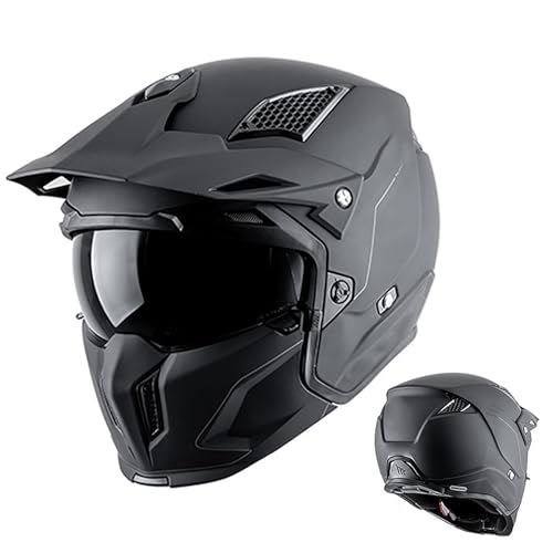 Integralhelm mit Visier, Bluetooth-Modulhelm, Klappdesign, mehrere Belüftungsöffnungen, Sicherheitsschutz, geeignet for Fahrten zu jeder Jahreszeit.(Black,L) von XKSJCDR