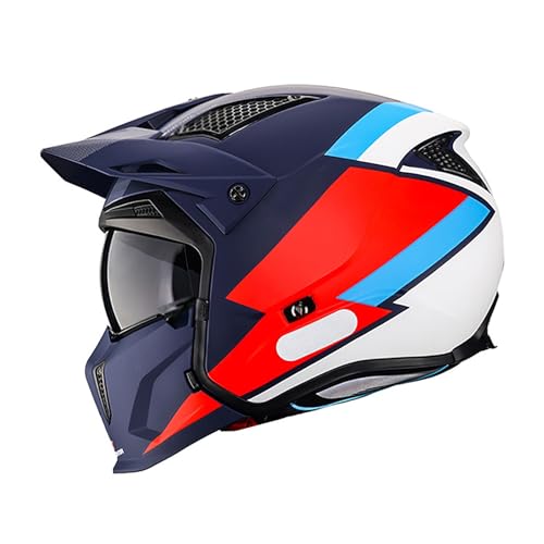 Integralhelm mit Visier, Bluetooth-Modulhelm, Klappdesign, mehrere Belüftungsöffnungen, Sicherheitsschutz, geeignet for Fahrten zu jeder Jahreszeit.(Blue,XXL) von XKSJCDR